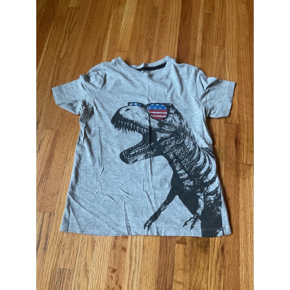 Old Navy Kids T-Rex Graphic T-Shirt Size M (8) Gray Cotton/Polyester